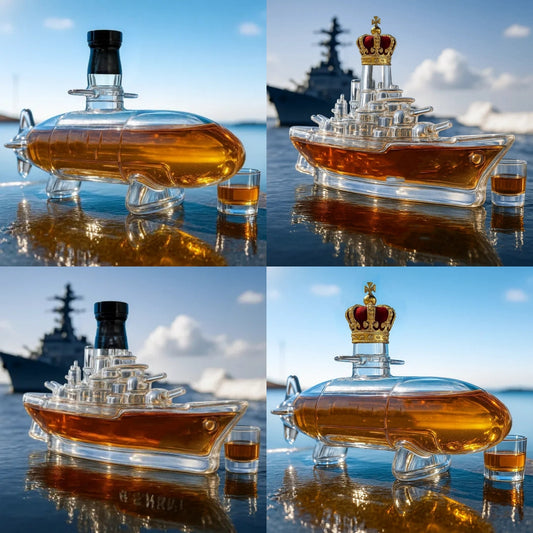 🚢 Ahora, botellitas de whisky con motivos divertidos | Botellitas de whisky Submarine | Regalos originales y decoración de bar con estilo