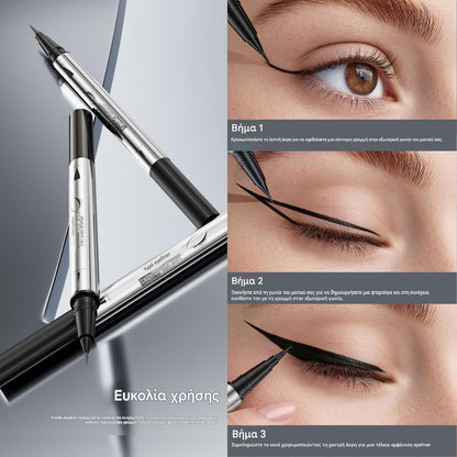 【2 στοιχεία】Μαύρο, λείο, εξαιρετικά λεπτό eyeliner διπλής όψης, αδιάβροχο και ανθεκτικό στο λάδι.