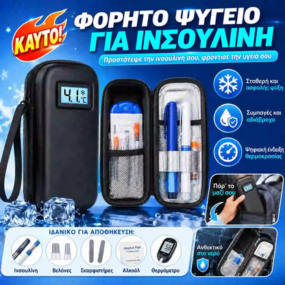 Θήκη ψυγείου ινσουλίνης ταξιδιού με ένδειξη θερμοκρασίας