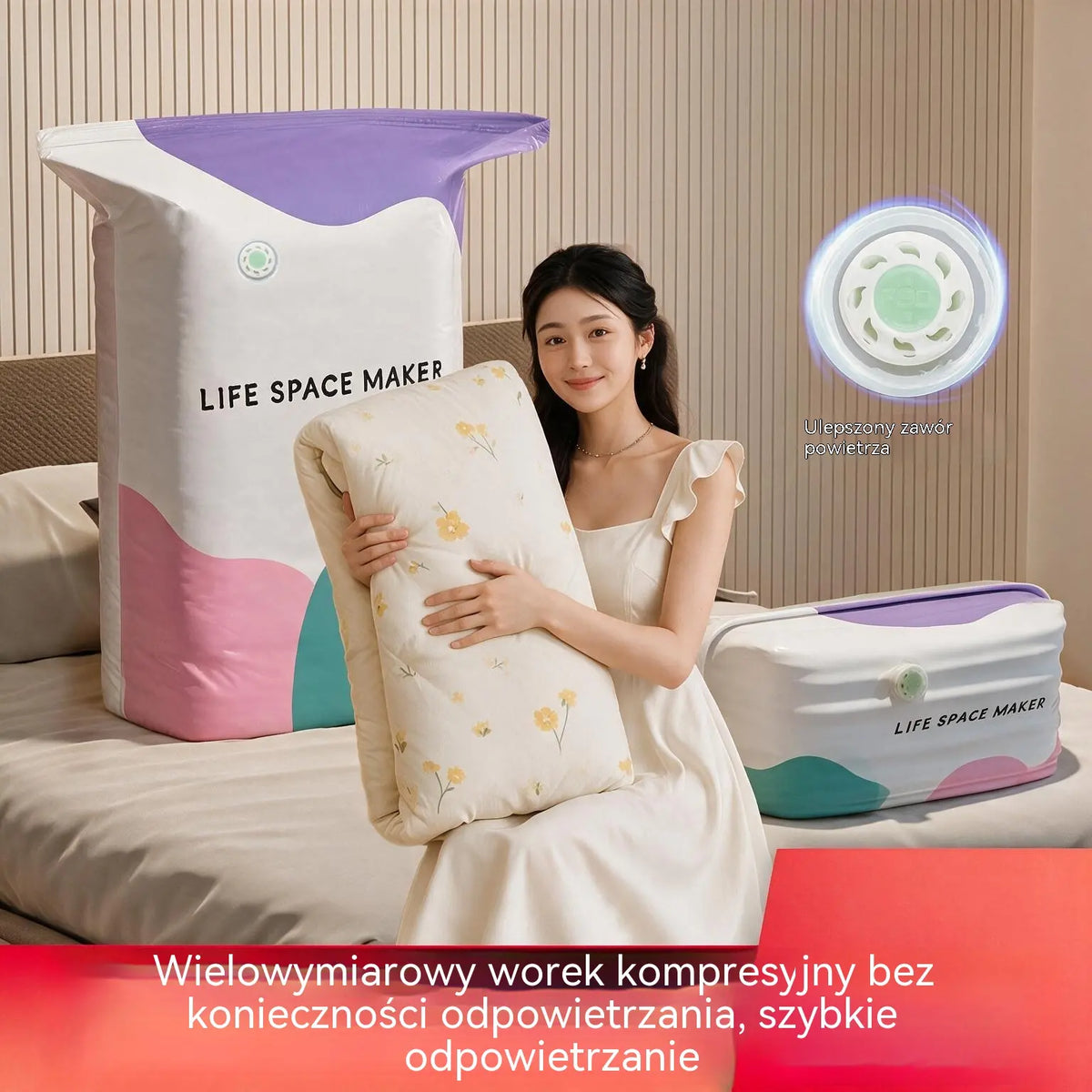 👕📦【5 sztuk za 119 zł】Worki kompresyjne do przechowywania odzieży – nie wymagają odkurzacza, wzmocniona konstrukcja.