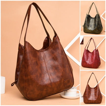 💖👜💖Нова чанта за през рамо с голям капацитет, изработена от мека кожа - многофункционална, модна дамска чанта