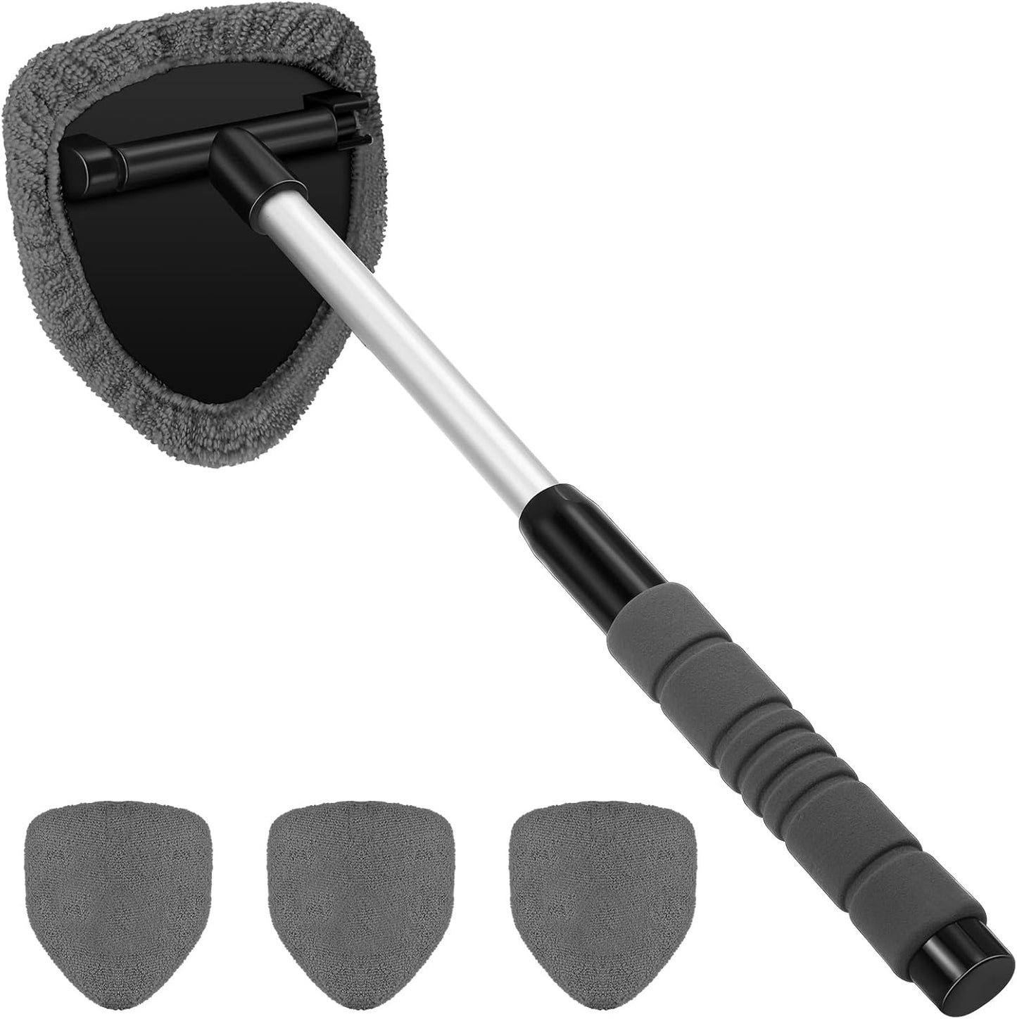 🎁【2 trójkątne plastikowe elementy + 8 pokrowców z materiału】Zestaw do czyszczenia szyb samochodowych – rozkładany i obracany o 180°