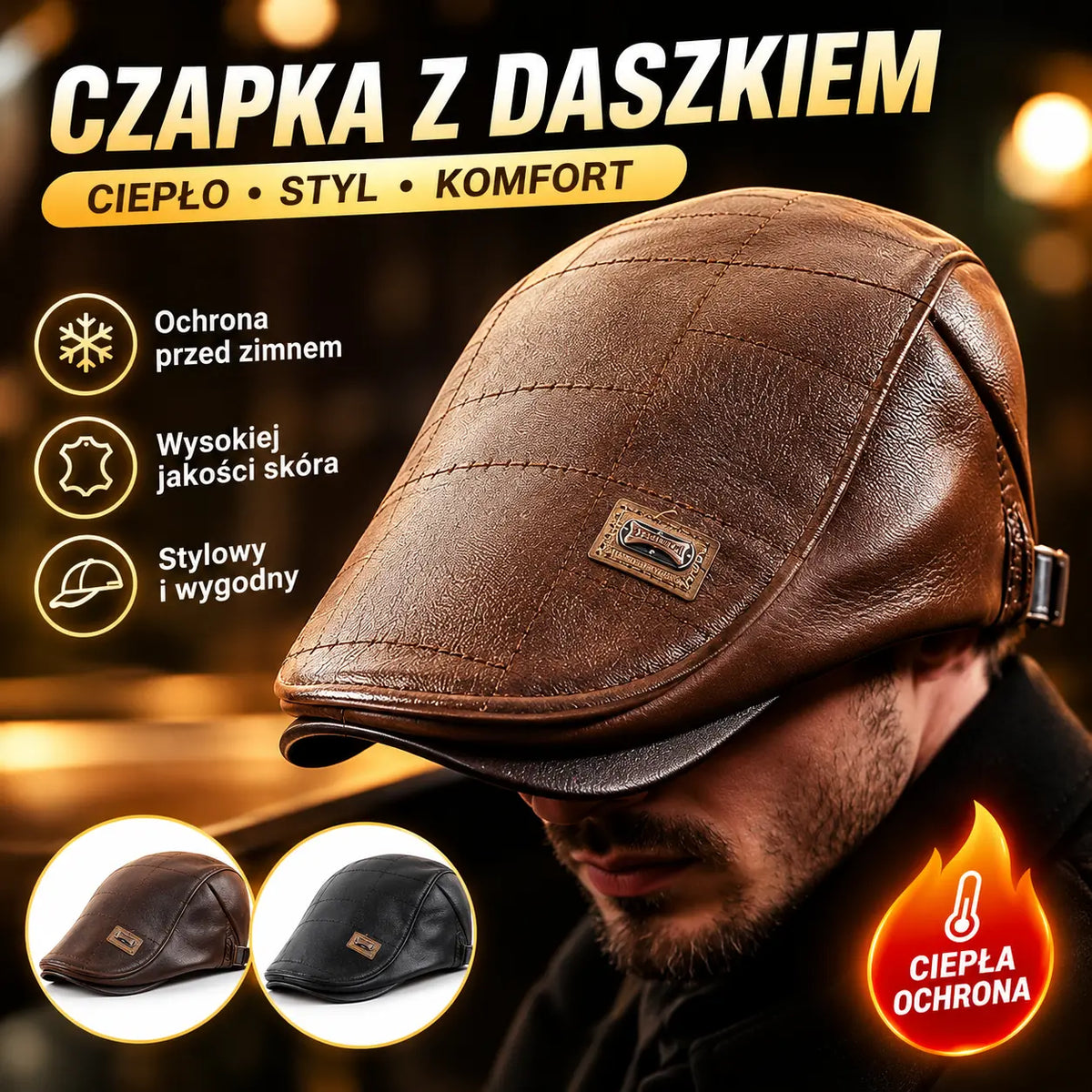 🧢🔥Męski beret skórzany w stylu vintage