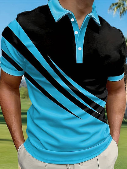 🔥【1 za 109 zł.】👔【S-6XL】Nowa letnia męska koszulka POLO w paski z nadrukiem 3D
