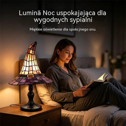 【Nowość na Halloween】Gotycka lampka nocna w kształcie kapelusza czarownicy, kreatywna lampka nocna z żywicy z efektem retro witrażu! 🔮🧙‍♀️