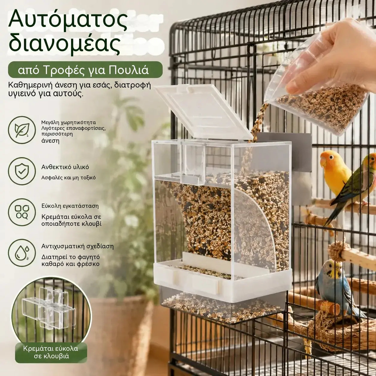 1 τεμάχιο 29  ευρώ 🐦Αυτόματη ταΐστρα πουλιών，Ταΐστρα πουλιών