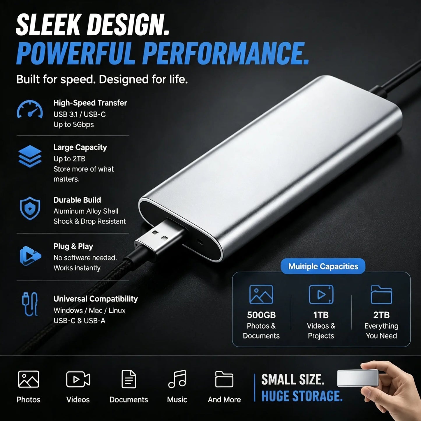 Posledný deň 50% zľavy - Prenosný externý SSD disk - Chráňte svoje fotografie, videá a dôležité súbory.