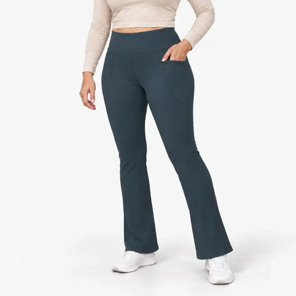【S-XXL】Damskie legginsy rozszerzane do jogi – cienkie, ocieplane, z wysokim stanem, unoszące pośladki, wyszczuplające, do fitnessu