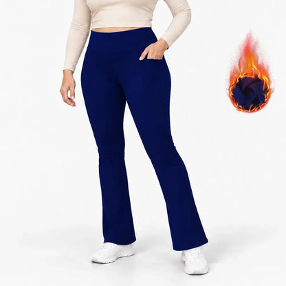 【S-XXL】Damskie legginsy rozszerzane do jogi – cienkie, ocieplane, z wysokim stanem, unoszące pośladki, wyszczuplające, do fitnessu