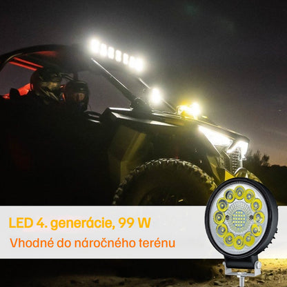 🚨💡【Kúpte 1 a získajte 1 zadarmo】99W okrúhle LED svetlomety pre upravené vozidlá, pomocné svetlomety pre terénne vozidlá