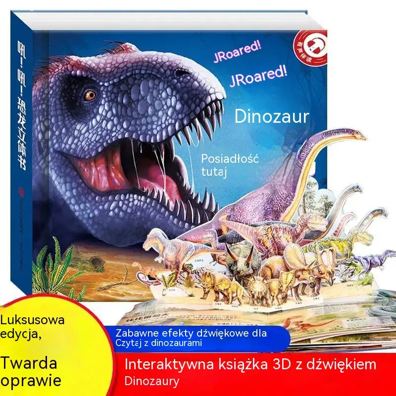 🦖Rycz! Rycz! Książka z wyskakującymi dinozaurami. Książka 3D z zakrętami i zwrotami akcji. Zabawna encyklopedia dinozaurów.