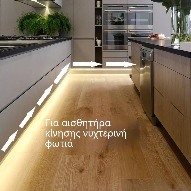 【2M】Λωρίδα φωτισμού LED με έξυπνο αισθητήρα και αυτόματο σύστημα φωτισμού, με αυτοκόλλητο USB, ιδανική για κουζίνες, υπνοδωμάτια και σκάλες.