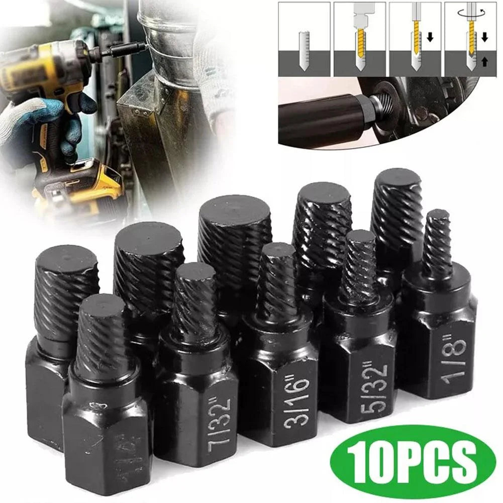 💥【1 σετ 10 τεμαχίων 29€】👍Συσκευασία με 10 τρυπάνια από κράμα χάλυβα για εξαγωγή σπασμένων βιδών