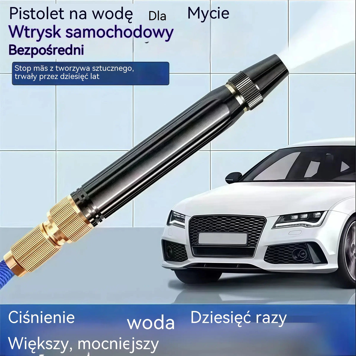 🚿 【1 zestaw 2 sztuk】🔥Ostatni dzień oferty specjalnej! 🔥💧 Pistolet na wodę wysokociśnieniowy: do mycia samochodu, ogrodnictwa, 10 razy większe ciśnienie, wiele funkcji ⚡