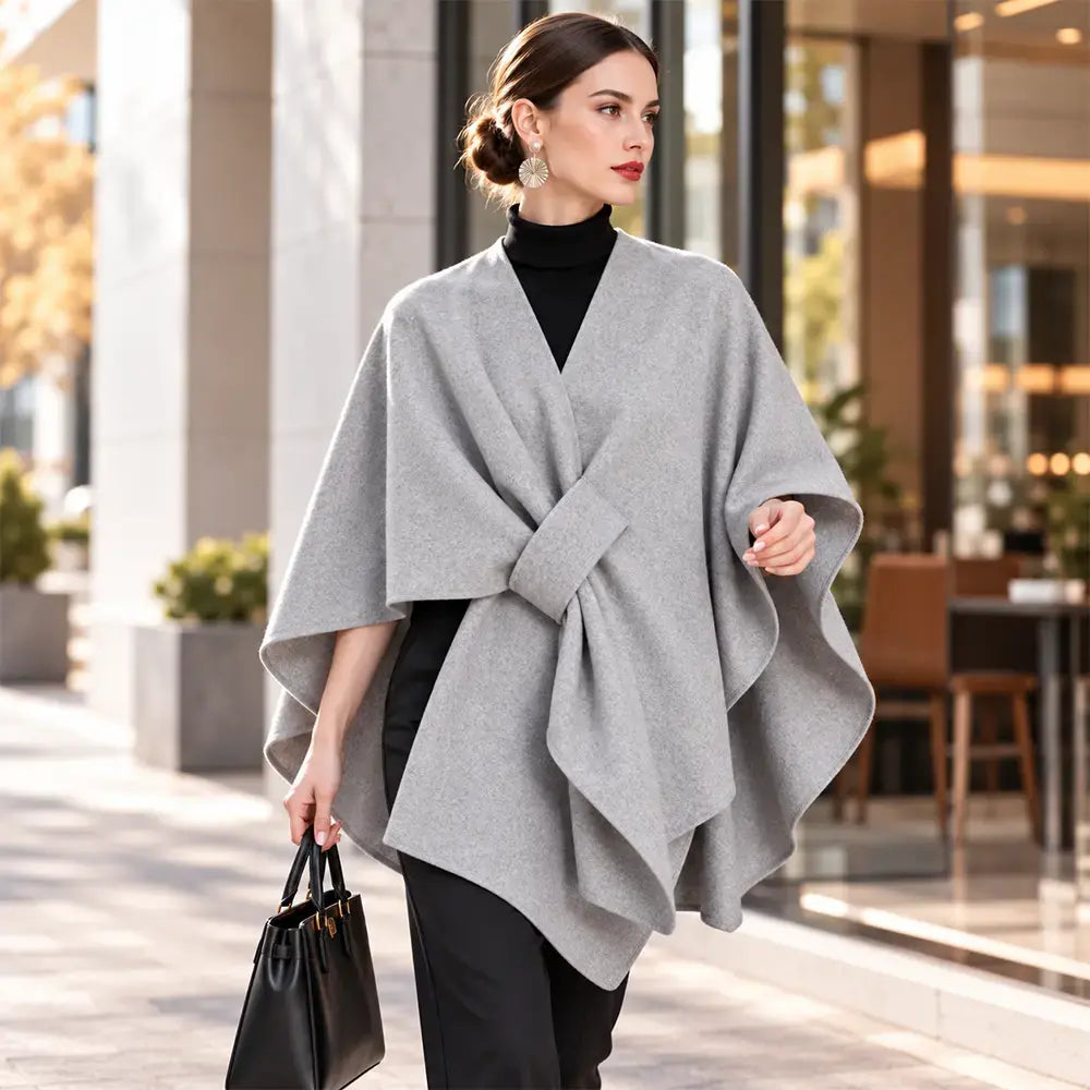 🧥 Πολυλειτουργικό υφαντό σάλι σε στιλ κάπας για το φθινόπωρο και τον χειμώνα! Κομψός σχεδιασμός σε στρώσεις, ευέλικτο στυλ, ζεστό και άνετο!