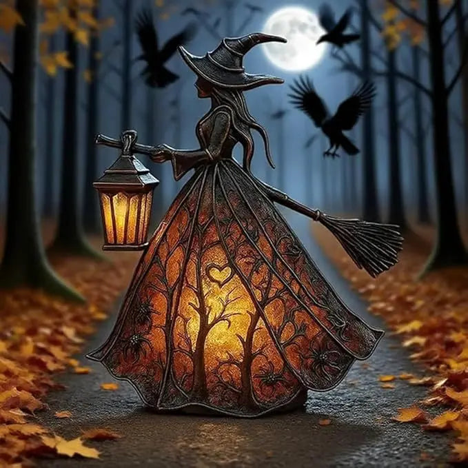 🧙‍‍♀️ Lampa czarownicy na Halloween, straszna gotycka dekoracja w kształcie latarni, wyjątkowa dekoracyjna figurka lampy stołowej, lampka nocna na nogach, odpowiednia do domu, ganku, biura, dekoracji na imprezę, może służyć jako prezent na Halloween.