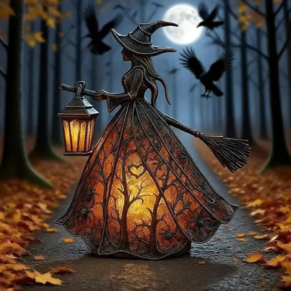 🧙‍‍♀️ Lampa czarownicy na Halloween, straszna gotycka dekoracja w kształcie latarni, wyjątkowa dekoracyjna figurka lampy stołowej, lampka nocna na nogach, odpowiednia do domu, ganku, biura, dekoracji na imprezę, może służyć jako prezent na Halloween.