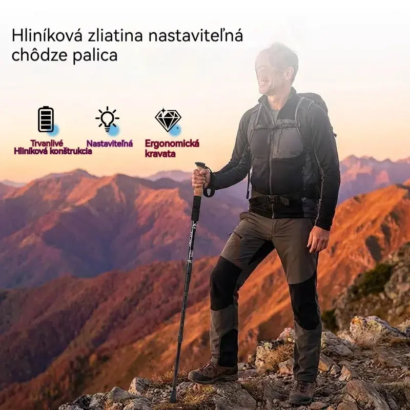 1 kus 24 eur⛺Nastaviteľná treková palica z hliníkovej zliatiny: odolná, tlmiaca nárazy a ľahká