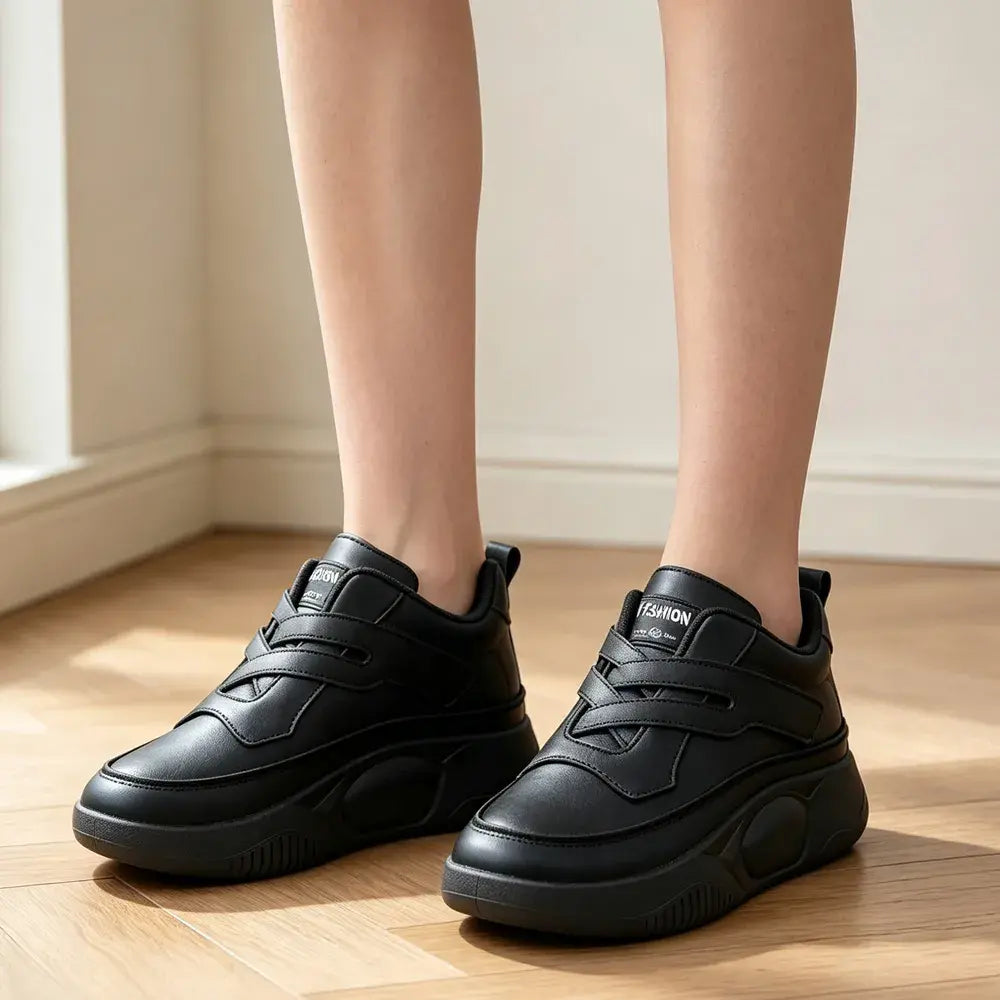 👟Damskie trampki na platformie z miękkiej skóry – gruba, antypoślizgowa podeszwa – oddychające, amortyzowane buty do chodzenia, odpowiednie do podróżowania i biegania