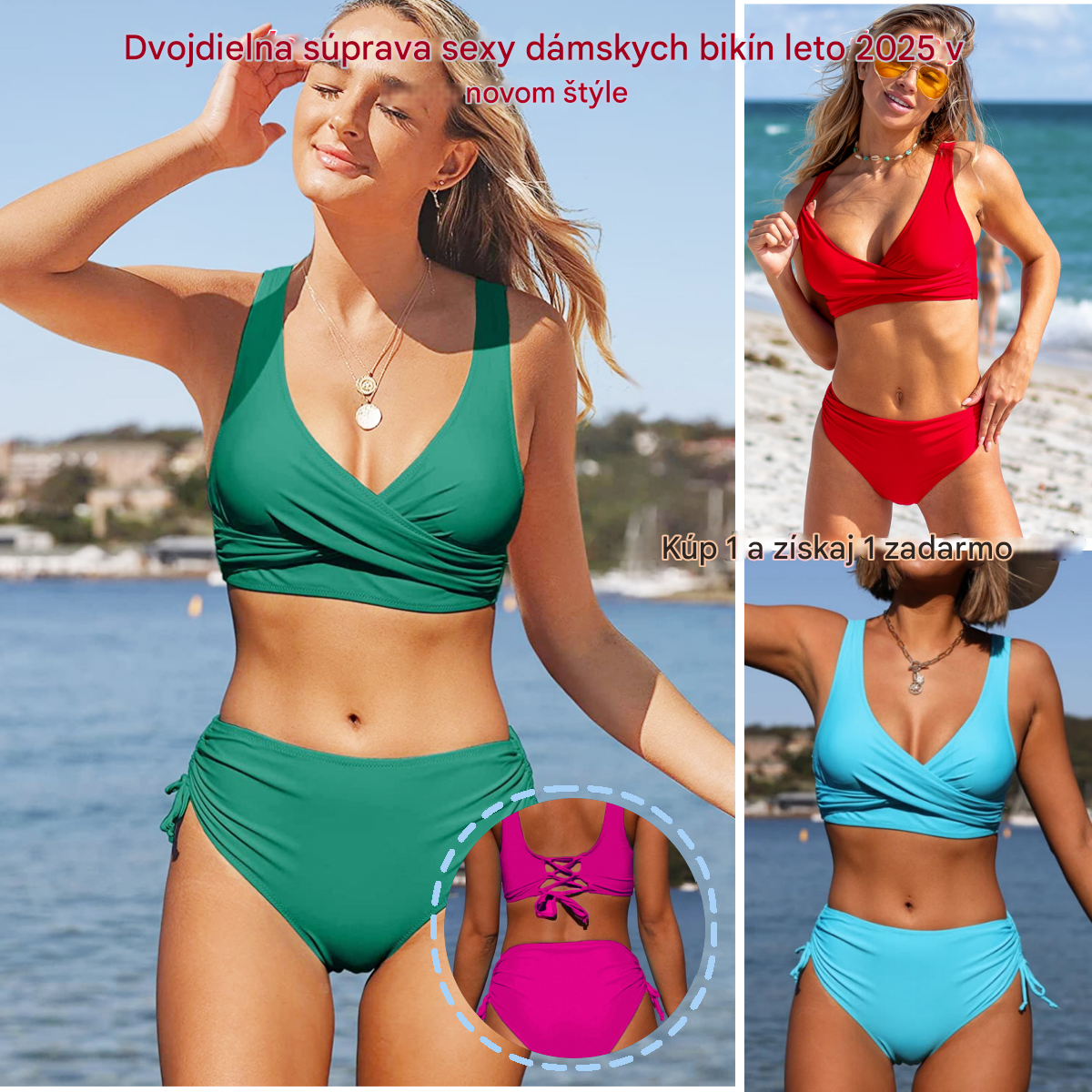 🏖️👙【Popust na novi proizvod】🌴【S-3XL】Novi ženski jednostavni jednobojni, brzosušeći, udobni, prozračni bikini kupaći kostim za ljeto 2026.