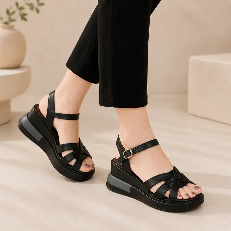 💞💞【45% zniżki】【Rozmiary 35-40】Nowe sandały na platformie ze skóry naturalnej