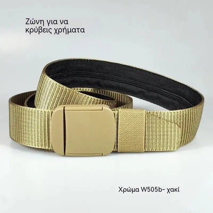 1 τεμάχιο για 25 ευρώ🔥【Μήκος: 130 cm】Τακτική ζώνη ταξιδιού με κρυφή θήκη για χρήματα