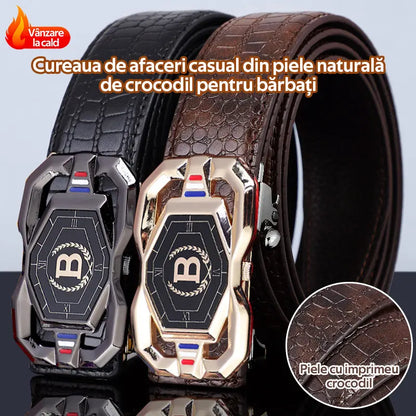 😎🐊Cureaua de afaceri casual din piele naturală de crocodil pentru bărbați