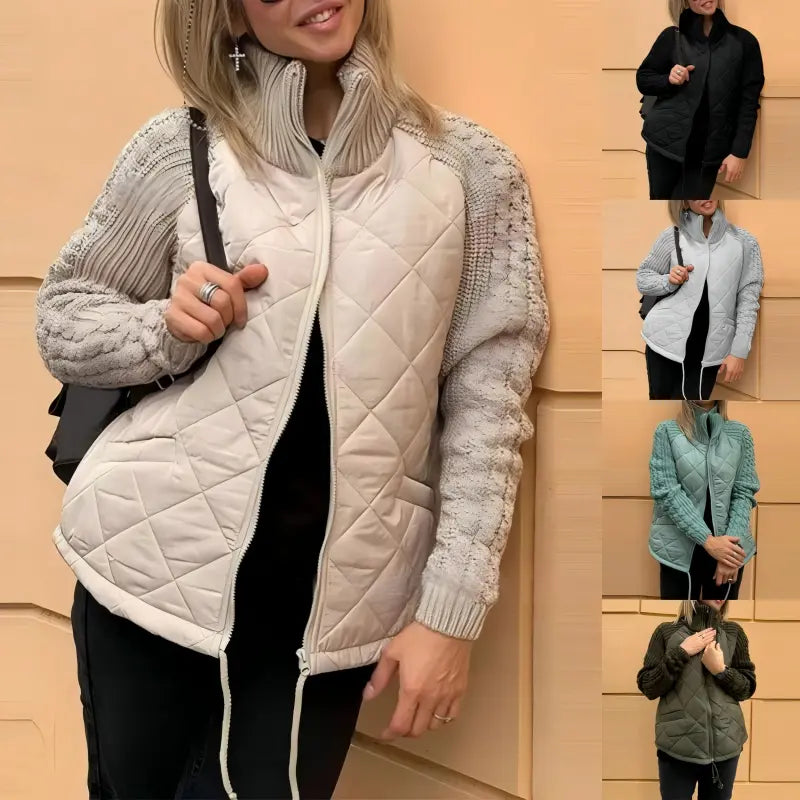 1 είδος με 41 €🔥 【S-3XL】Γυναικείο καπιτονέ πλεκτό μπουφάν – ελαφρύ, ζεστό και ιδανικό για τον χειμώνα