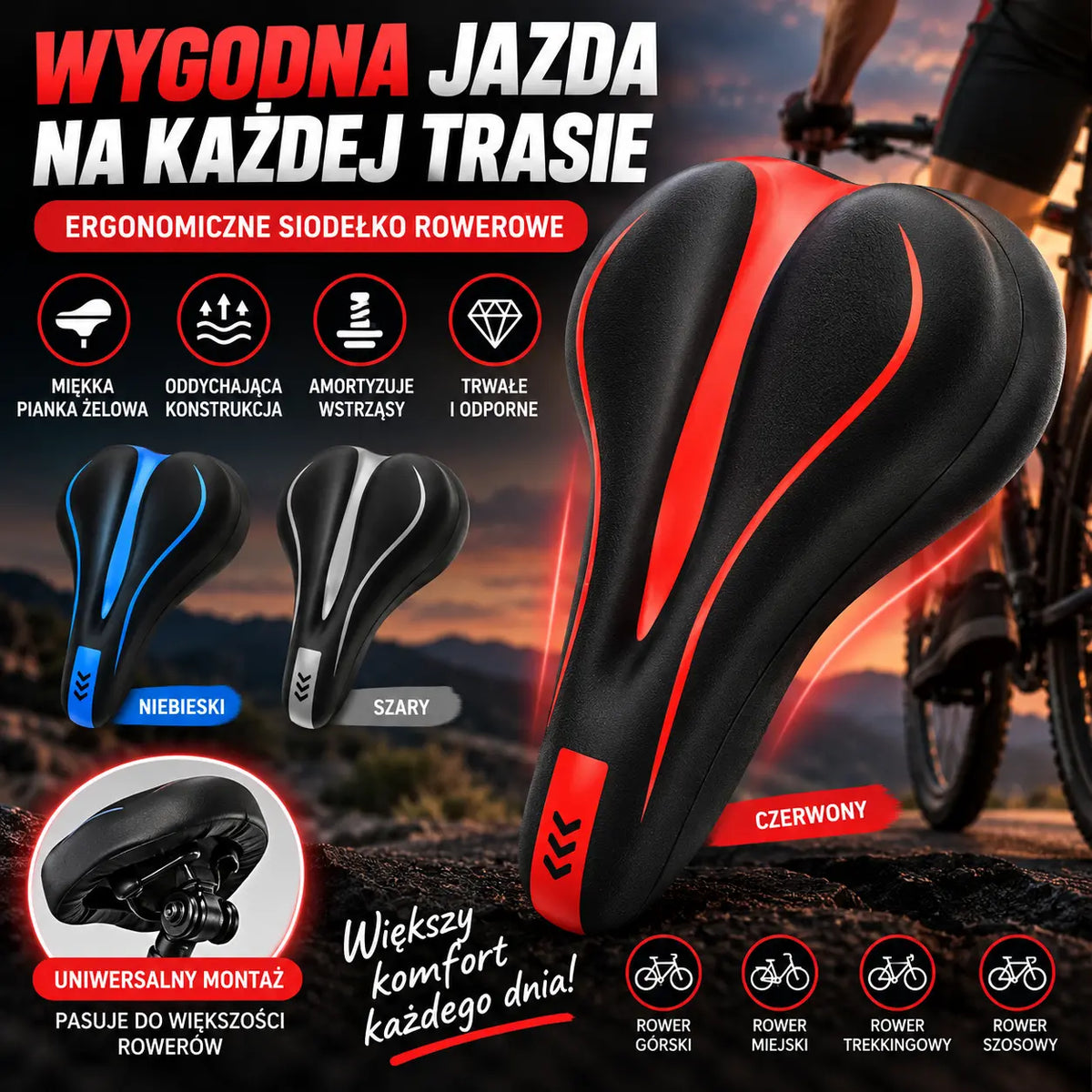 🔥 Ostatni dzień, 50% zniżki! Silikonowe pokrowce na siodełka rowerowe: najwyższy komfort i kompleksowa ochrona.