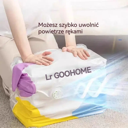 🧳【Zestaw 5 elementów】💨 Duży, kompresowalny worek próżniowy: nie wymaga pompki, szczelny i idealny do oszczędzania miejsca w walizkach i w domu ✈️