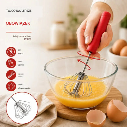 🥳2 sztuka 89zł  🥚💪 50% taniej! Półautomatyczna trzepaczka do jajek: wystarczy nacisnąć i zakręcić – nie wymaga prądu. Ubija jajka i śmietanę w kilka sekund! ✨🧁