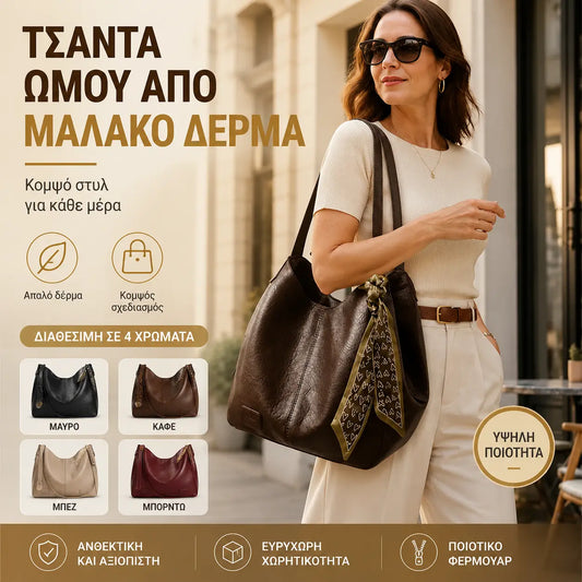 👜 Γαλλική Ρετρό Κομψότητα! Μεγάλης Χωρητικότητας Τσάντα Tote από Μαλακή Δέρμα (Κομψό Δώρο με Κασκόλ / Μεταφορά στον Ώμο ή Χιαστί / 5 Χρώματα)! ✨
