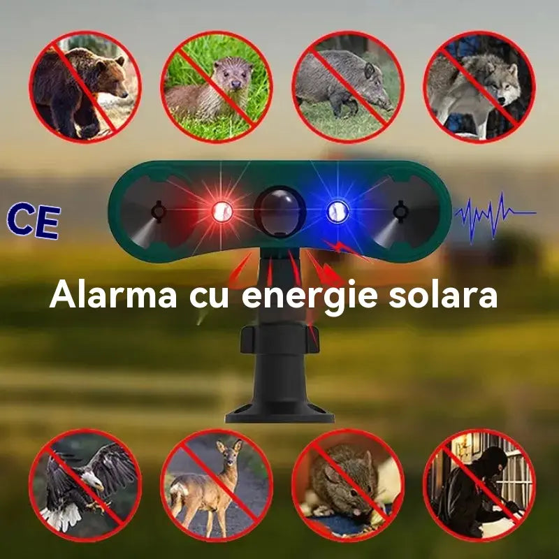 🔥【1 sztuka 139zł 】🚨Zasilany energią słoneczną zewnętrzny alarm z czujnikiem ruchu do odstraszania zwierząt