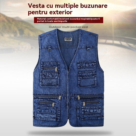 🔥Nova kolekcija 50% popusta, XL-7XL muška radna vanjska toplinska traper jakna s flisom 2026, s više džepova