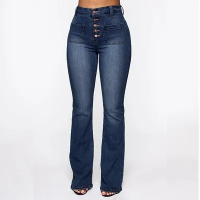 🔥👖【S-4XL】Pantalones de mujer de talle alto con bajo acampanado – Comodidad y Estilo en Uno – Vaqueros de Talle Alto que Visten a Cada Mujer