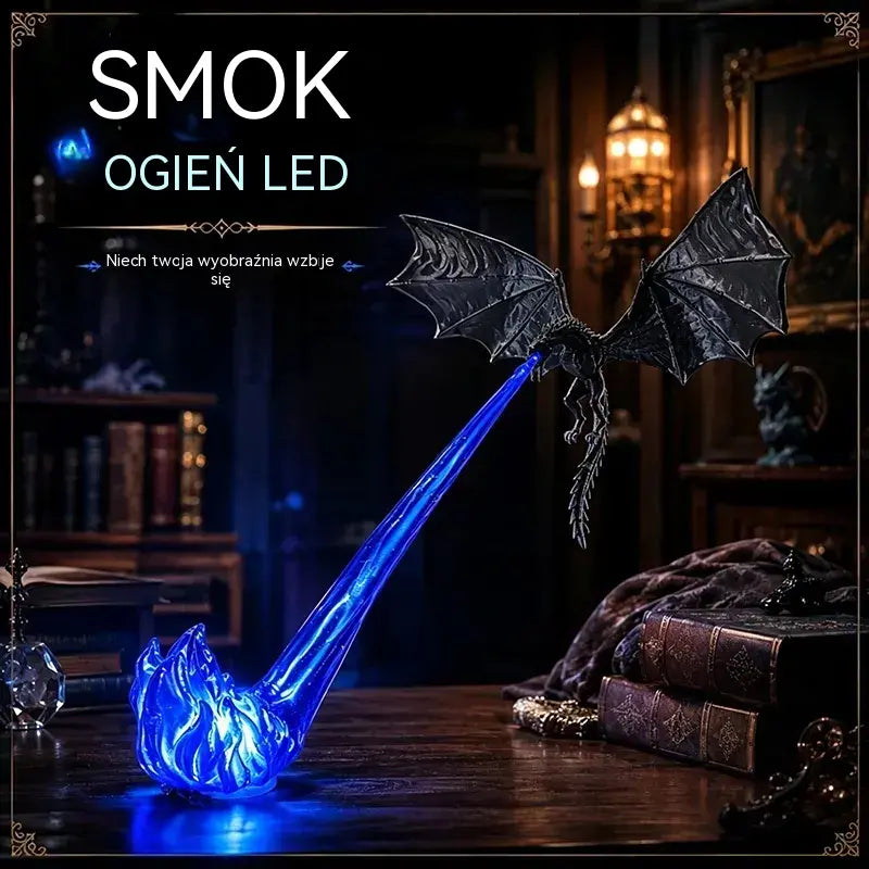 🐉🔥 Lampa LED 3D z ognistym smokiem | Fantazyjna świecąca dekoracja półki na książki