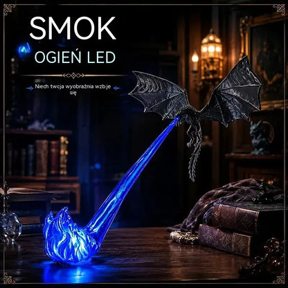 🐉🔥 Lampa LED 3D z ognistym smokiem | Fantazyjna świecąca dekoracja półki na książki