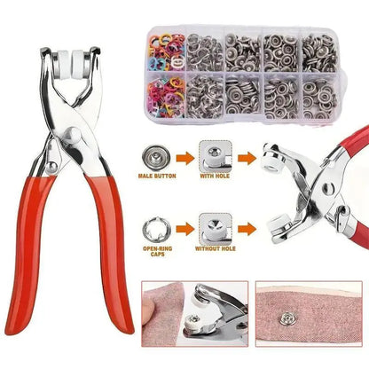 🔥 Zestaw 100 metalowych guzików + szczypce ręczne (nie wymaga szycia) 🧵🔧
