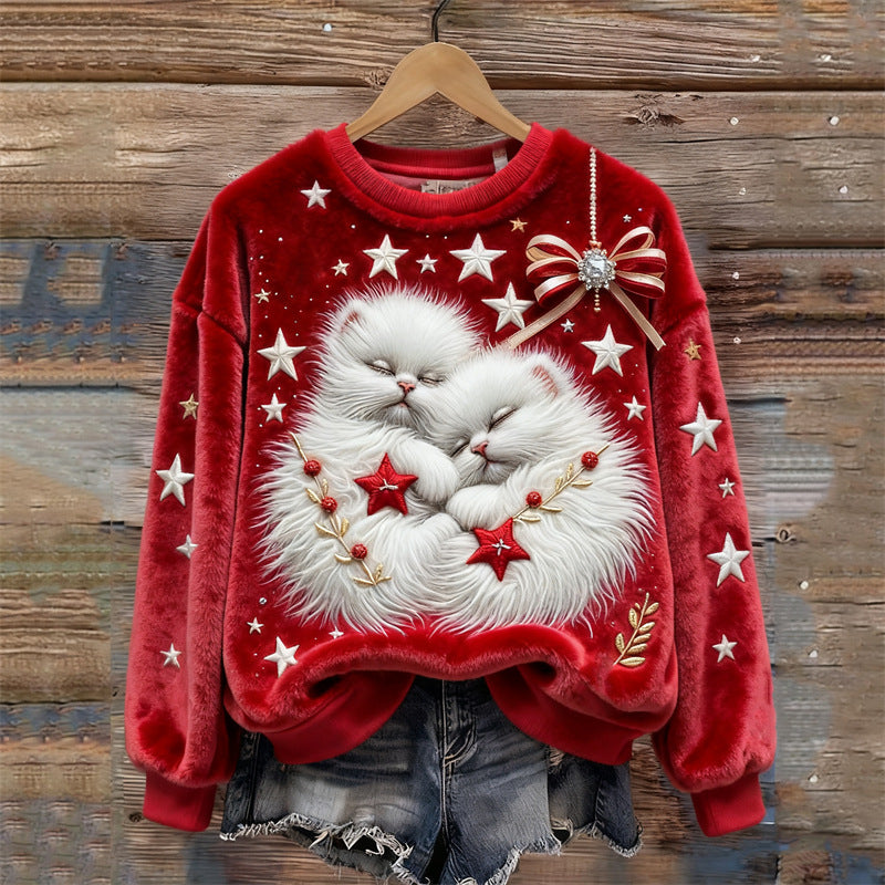 🎅【Božićno posebno izdanje】🎄【S-5XL】⛄Ženski božićni flanelasti džemper s lijepim uzorcima – topao, udoban i savršen za blagdansko razdoblje
