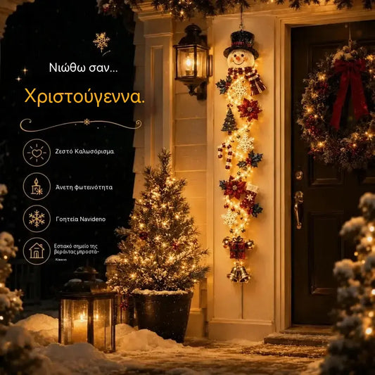 1 τεμάχιο 29 ευρώ 🎄 Χριστουγεννιάτικες διακοσμήσεις πόρτας με φωτάκια MerryCascade | 6 εορταστικά σχέδια, ζεστό φως, τρισδιάστατες λεπτομέρειες και κάθετος σχεδιασμός που εξοικονομεί χώρο ✨