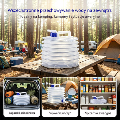 💧🚰 Składany pojemnik na wodę z kranem – pojemność 5 litrów, kompaktowy i praktyczny, idealny na kemping 🏕️✨