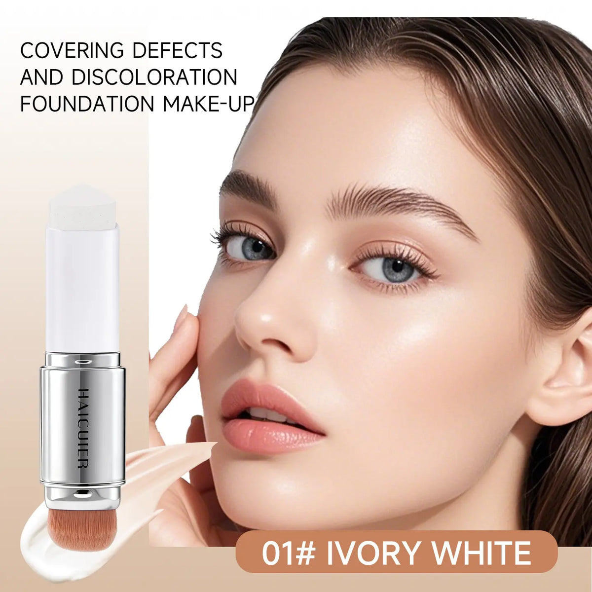 🎁Συσκευασία 3 τεμαχίων🎉 Concealer Stick V (με αποσπώμενη κεφαλή βουρτσίσματος) - Κορεάτικο foundation stick περιποίησης δέρματος που αλλάζει χρώμα, που περιέχει κάψουλες κολλαγόνου