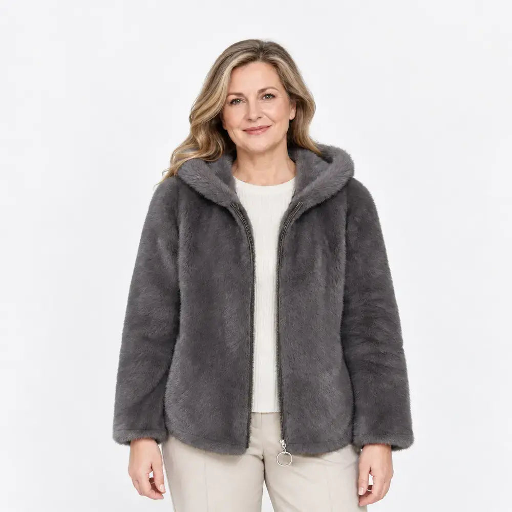【M-7XL】Damowa kurtka polarowa na zimę – gruba, dwustronna, z kapturem, ocieplana, zapinana na zamek