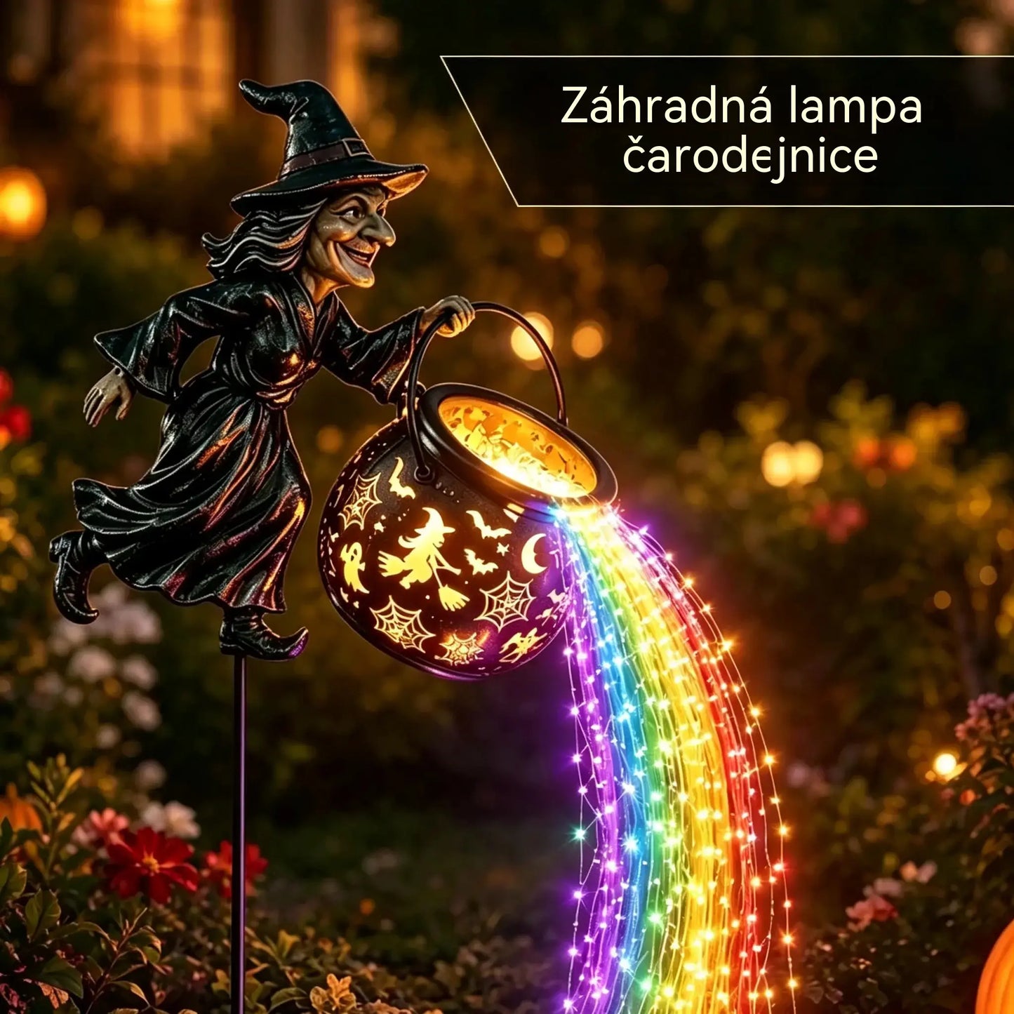 🧙‍♀️🎃 Záhradná lampa Čarodejnícky kotol s LED svetlom – Úžasná vonkajšia dekorácia 🔮✨