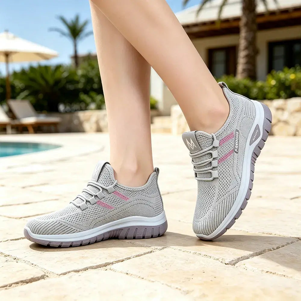 Damskie oddychające, siateczkowe trampki niskie – lekkie buty do chodzenia na świeżym powietrzu z wygodną amortyzacją