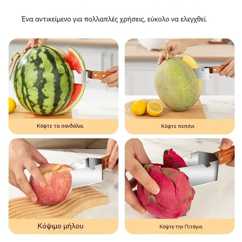 🔥Αγοράστε 1, πάρτε 1 δωρεάν 🍉Πολυλειτουργικός κόφτης καρπουζιού από ανοξείδωτο ατσάλι — τριγωνικός σχεδιασμός με λειτουργία ανοίγματος καπακιού μπουκαλιού✂️