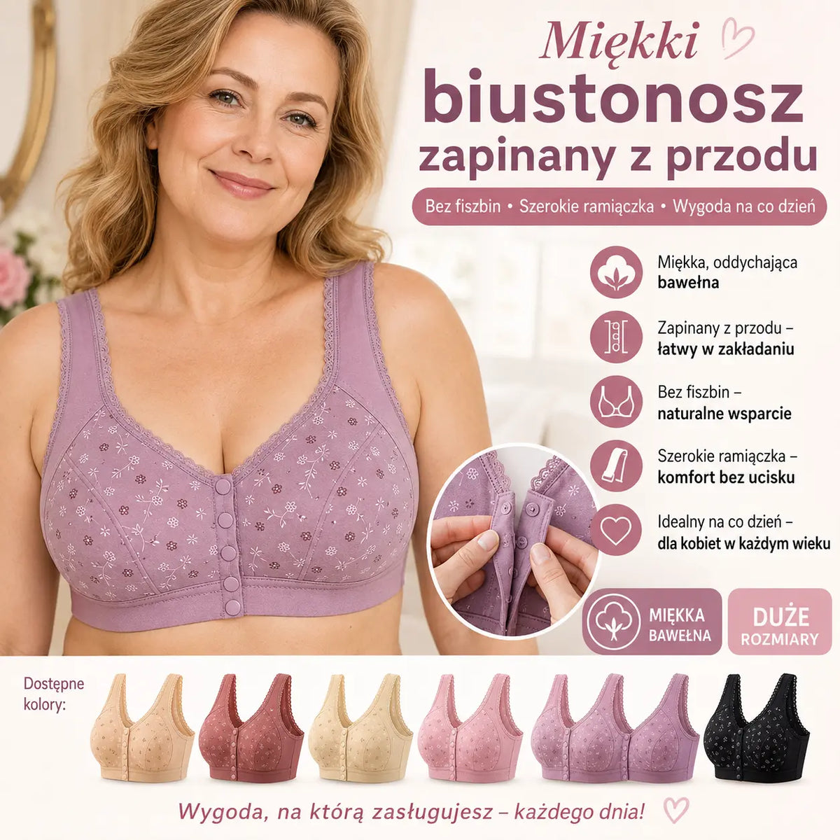 🔥【Ostatni dzień na skorzystanie ze zniżki 49%】🔥 Lekki i przewiewny, bezfiszbinowy, bezszwowy biustonosz w dużych rozmiarach