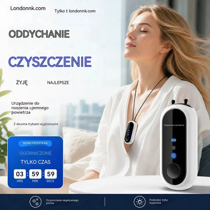 🌬️ Przenośny, osobisty oczyszczacz powietrza, generator jonów ujemnych, ładowany przez USB, kompaktowy i lekki do domu, biura i podróży