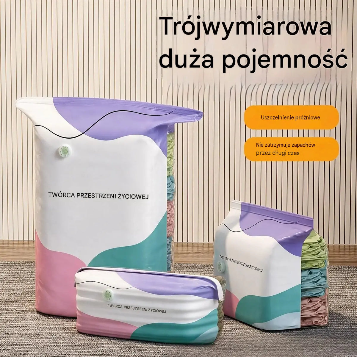 👕📦【5 sztuk za 119 zł】Worki kompresyjne do przechowywania odzieży – nie wymagają odkurzacza, wzmocniona konstrukcja.