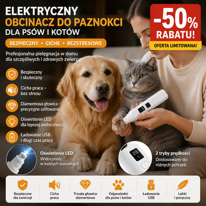 🔥【Kup 1, a 1 dostaniesz gratis】🐱🐶Elektryczna szlifierka do pazurów dla zwierząt z wyświetlaczem LED poziomu naładowania